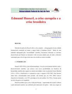 Edmund Husserl, a crise européia e a crise brasileira