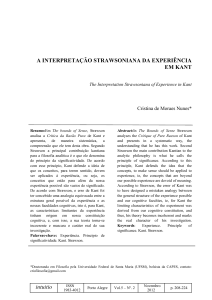 intuitio A INTERPRETAÇÃO STRAWSONIANA DA EXPERIÊNCIA