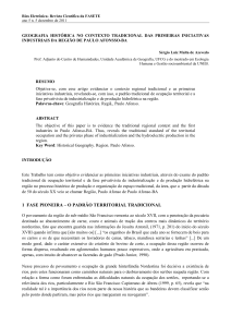 1 fase pioneira – o padrão territorial tradicional