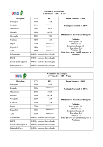 Calendário de Provas – EF II – 2º Trimestre