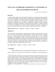 ética da alteridade e respeito à autonomia na relação médico