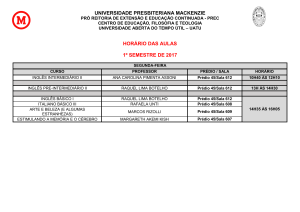 Relação do espaço físico - 1º semestre de 2017