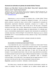 Acúmulo de nutrientes em plantas de tomate híbrido Thomas