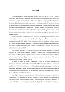 Editorial - Revista Eletrônica de Estudos Hegelianos