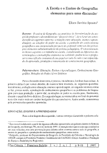 A Escola e o Ensino de Geografia: elementos para ema discussão1