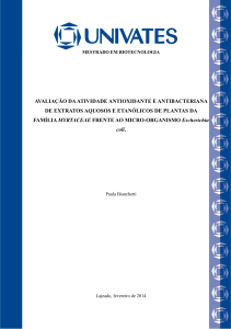 avaliação da atividade antioxidante e antibacteriana de