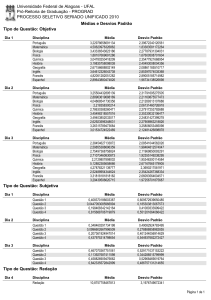 Médias e Desvios das Provas Objetiva e Discursiva - Copeve