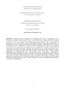 RESUMO: O trabalho analisa, da perspectiva da Antropologia do