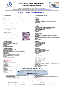 9º Ano - Escola Notre Dame Menino Jesus
