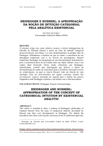 Heidegger e Husserl: a apropriação da noção de intuição