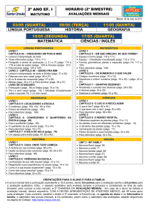 Avaliações Mensais 2ºs anos (2º bim) Manhã