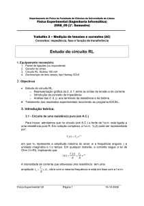 Estudo do circuito RL - Universidade de Lisboa