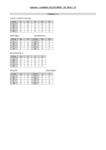 Gabarito – Vestibular ALFA/FADISP – PS 2016-1 - 23 Caderno