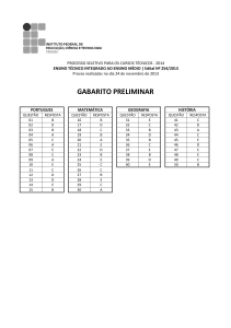 PSCT 2014 - GABARITO PRELIMINAR - Integrado