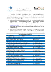 Lista de Homologados - Edital GR Nº Lista de candidatos
