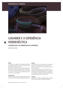 GADAMER E A EXPERIÊNCIA HERMENÊUTICA