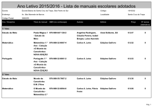 Ano Letivo 2015/2016 - Lista de manuais escolares adotados