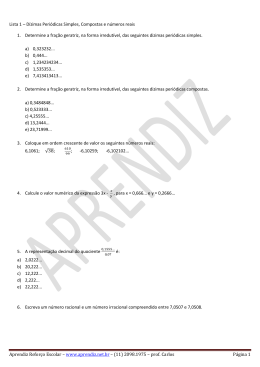 Lista de exercícios sobre conjuntos numéricos