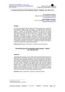 O AVANÇO NEOPROTESTANTE EM MINAS GERAIS
