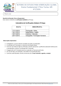 Calendário de Verificações Globais 4ª Etapa DATA DISCIPLINA