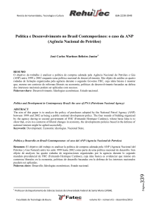 Política e Desenvolvimento no Brasil Contemporâneo: o caso da