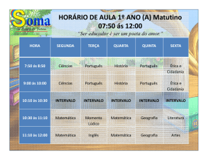 HORÁRIO DE AULA 1º ANO (A) Matutino 07:50 ás