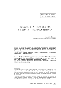 husserl e a herança da filosofia transcendental