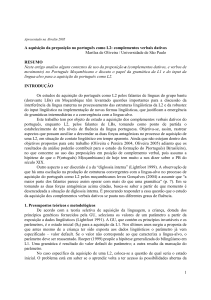 1 A aquisição da preposição no português como L2: complementos