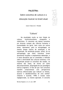 Sobre conceitos de cultura e a educação musical no brasil atual
