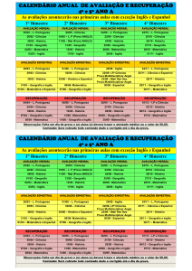 CALENDÁRIO ANUAL DE AVALIAÇÃO E RECUPERAÇÃO 4º e 5º