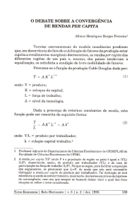 oDEBATE SOBRE A CONVERGÊNCIA DE RENDAS PER eAPITA