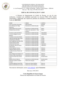 EDITAL DE CONVOCAÇÃO Nº 1/2015 A Diretora do