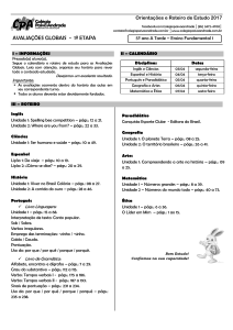 avaliações globais - 1ª etapa