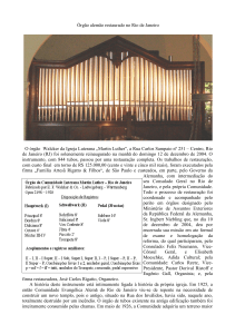 Órgão alemão restaurado no Rio de Janeiro O órgão Walcker da