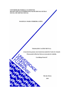 TRABALHO E SAÚDE MENTAL: A inserção das pessoas com