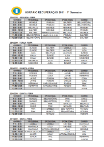 Horários de aula e conteúdo para prova de recuperaçao 1º