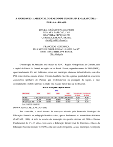 a abordagem ambiental no ensino de geografia em araucária