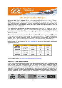 Press Release GOL Inicia Vôos para o Paraguai