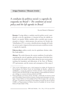 A condição da política social e a agenda da esquerda no Brasil1