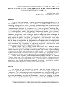 políticas públicas e dinâmica territorial rural da micro região