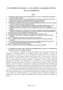 A actividade das enzimas e o seu controlo na regulação do fluxo