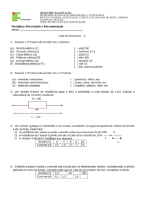 Disciplina: Eletricidade e Instrumentação