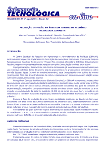 Produção de feijão em área com toxidez de alumínio - Pesagro-Rio