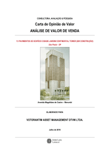 Carta de Opinião de Valor ANÁLISE DE VALOR DE VENDA