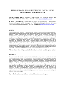 biossegurança: do conhecimento à prática entre profissionais de