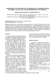 comparação dos coeficientes de absorção da luz emitida por um led