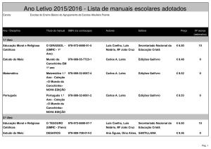 Ano Letivo 2015/2016 - Lista de manuais escolares