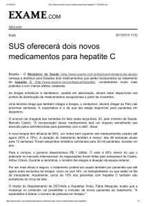 SUS oferecerá dois novos medicamentos para hepatite C