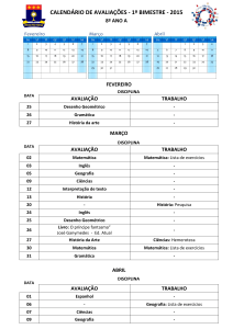 CALENDÁRIO DE AVALIAÇÕES - 1º BIMESTRE