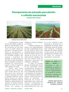 Planejamento da sulcação para plantio e colheita